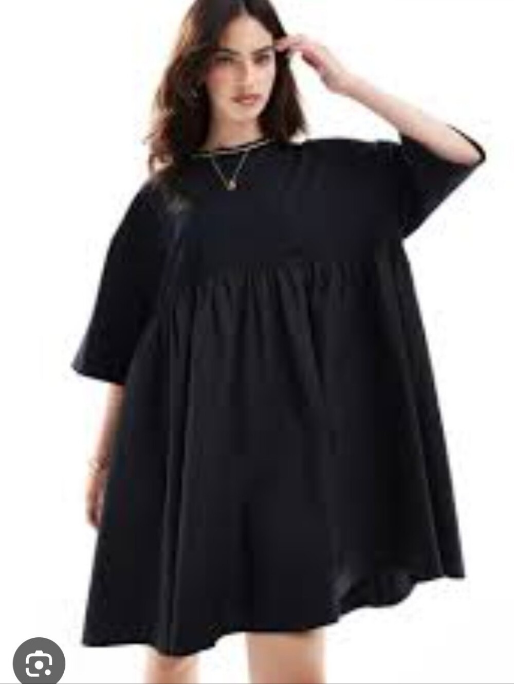 Asos Black Babydoll Tunic Mini Dress
